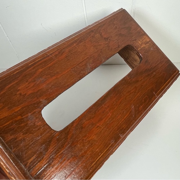 Vintage Handcrafted Boho Carved Wooden Tissue Box Holder Cover - Picture 13 of 16